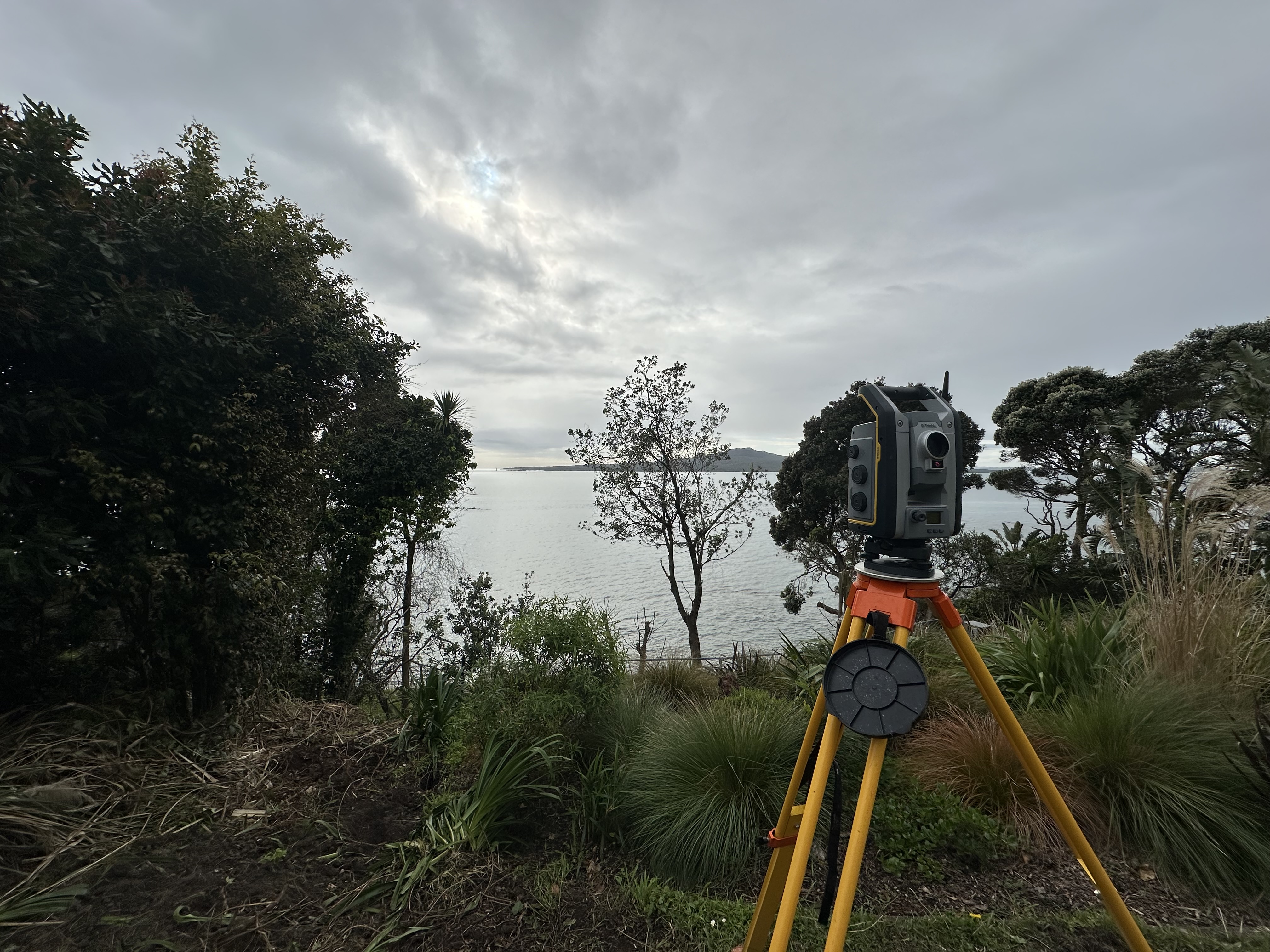 Construction site with survey markers